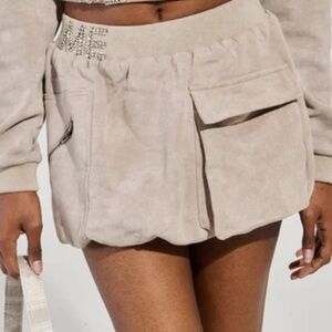 Akira Beige Bubble Mini Skirt